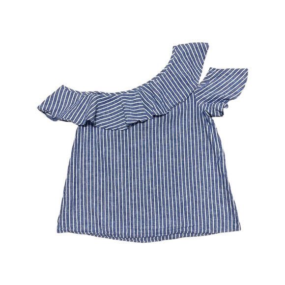 Madewell One Shoulder Striped Ruffle Top - Picture 2 of 4